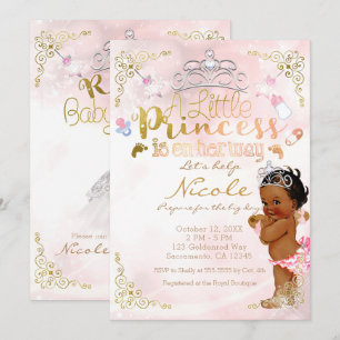 Kleine Prinzessin Pink Ethnisch Dunkle Babymädchen Einladung