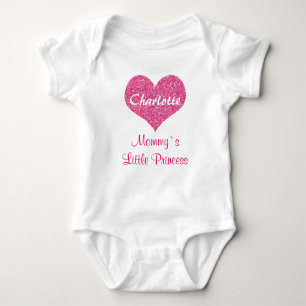 Kleine Prinzessin Pink Heart Personalized Name Baby Strampler