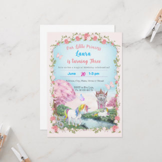 Kleine Prinzessin Thema Einladung. Kinderparty. Einladung