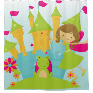 Kleine Prinzessin und Froschprinzburg Fairytales Duschvorhang