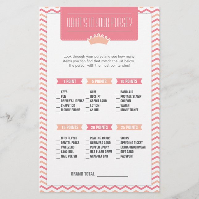 Kleine Prinzessin, was in Ihrem Geldbeutel-Spiel Briefpapier (Vorderseite)