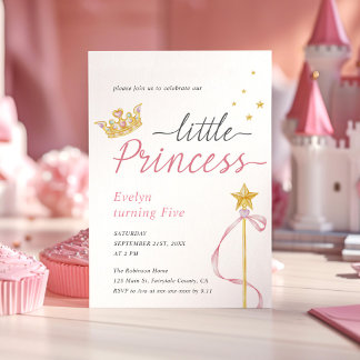 Kleine Prinzessin Wasserfarbe Krone und Wand Gebur Einladung