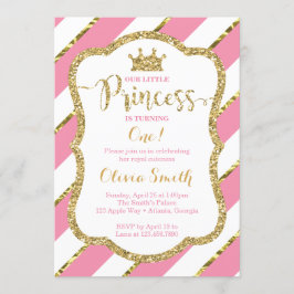 Kleine Prinzessin zum Geburtstag Einladung in Pink