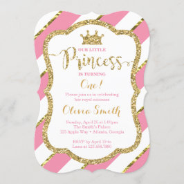 Kleine Prinzessin zum Geburtstag Einladung in Pink