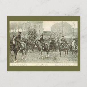 Kleine Prinzessinnen reiten auf Pferden sidesaddle Postkarte