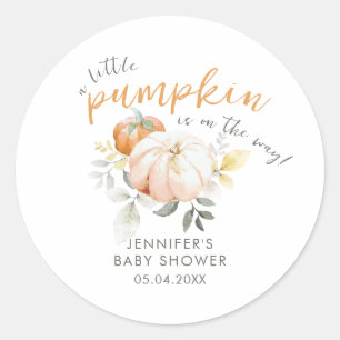 Kleine Pumpkin Autumn Fall Wassercolor Kinderdusch Runder Aufkleber