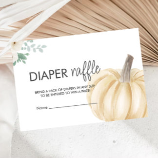 Kleine Pumpkin Baby Duschdusche Windeln Raffle Tic Begleitkarte