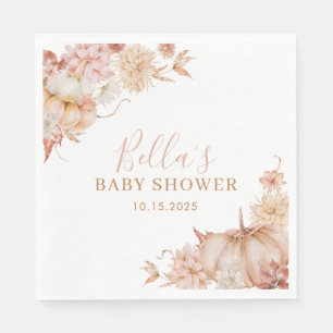Kleine Pumpkin Baby Dusche Fall Pink Floral Serviette