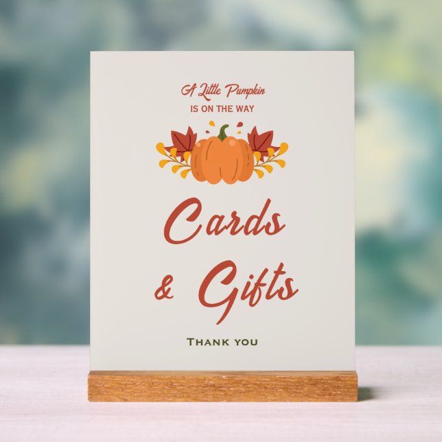 Kleine Pumpkin Baby Duschkarten & Geschenkssignatu Acrylschild (Neutral)