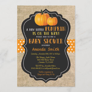Kleine Pumpkin Baby Shower Einladungskarte Burlap Einladung