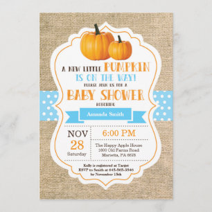 Kleine Pumpkin Baby Shower Einladungskarte Burlap Einladung
