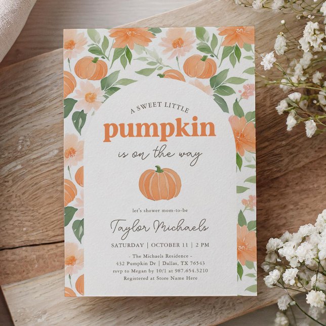 Kleine Pumpkin Floral Fall Baby Dusche Einladung (Von Creator hochgeladen)