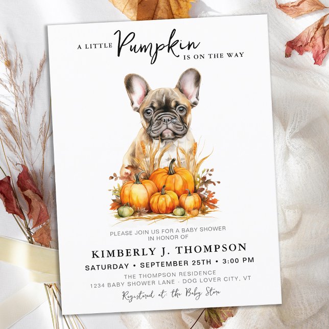 Kleine Pumpkin Niedliche Puppy Baby Dusche Einladu Postkarte (Von Creator hochgeladen)