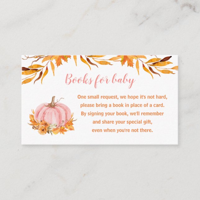 Kleine Pumpkin Pink Babyduschbücher für Baby Begleitkarte (Vorderseite)