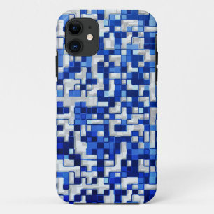 Kleine Quadrate durcheinander, blaue Farbtöne mit Case-Mate iPhone Hülle