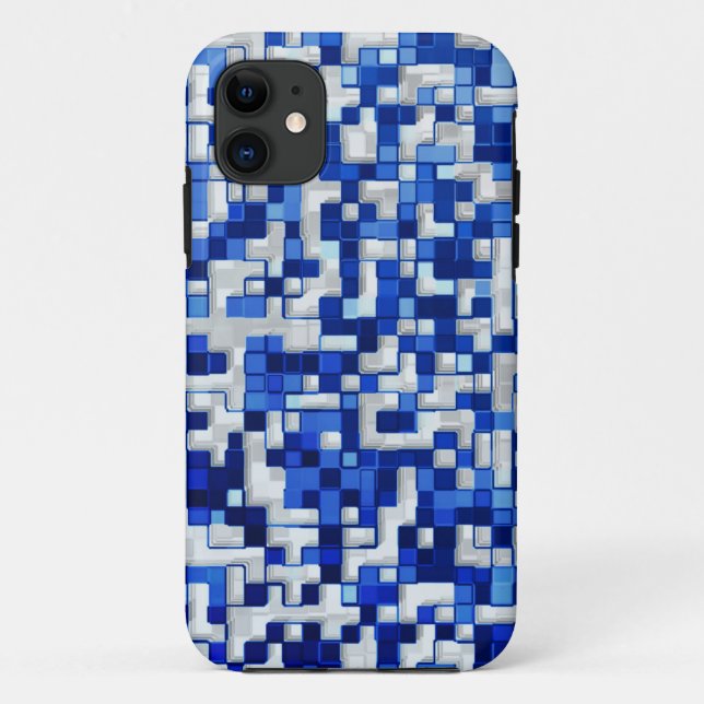 Kleine Quadrate durcheinander, blaue Farbtöne mit  Case-Mate iPhone Hülle (Rückseite)