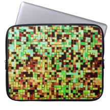 Kleine Quadrate oder Fliesen in Grün und Orange