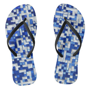 Kleine Quadrate überlagert, blaue Farbtöne mit Wei Flip Flops