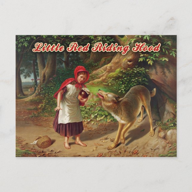 Kleine Red Riding Hood & Big Bad Wolf Postkarte (Vorderseite)