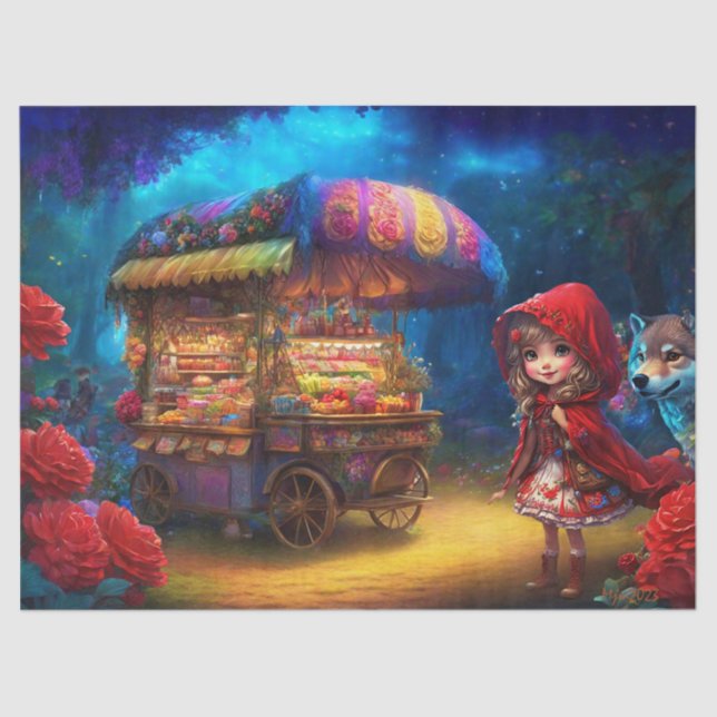 Kleine Red Riding Hood & The Wolf Decoupage Seidenpapier (Vorderseite)