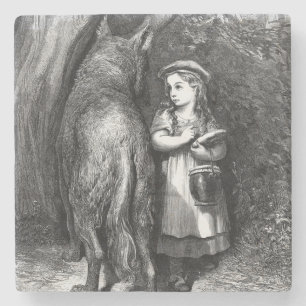 Kleine Red Riding Hood trifft auf den großen Bad W Steinuntersetzer