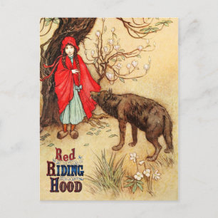Kleine Red Riding Hood und der große Bad Wolf Postkarte