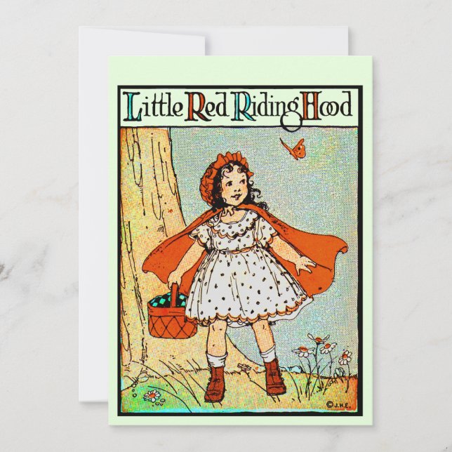 Kleine Red Riding Hood Vintag Niedlich Einladung (Vorderseite)