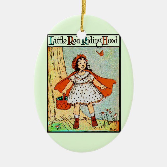 Kleine Red Riding Hood Vintag Niedlich Keramikornament (Vorne)