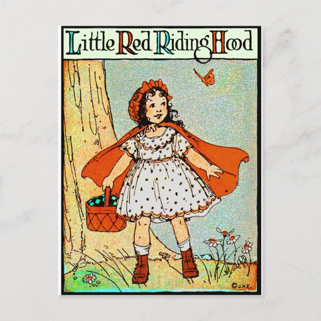 Kleine Red Riding Hood Vintag Niedlich Postkarte (Vorderseite)