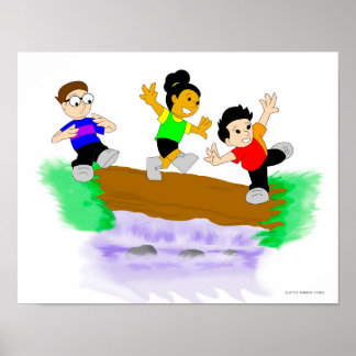 Kleine Regenbogen-Comicen: Über Wasser laufen Poster