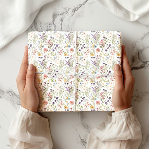 Kleine Regenbogen-Pastell Aquarell-Wiesenblumenwie Geschenkpapier Set