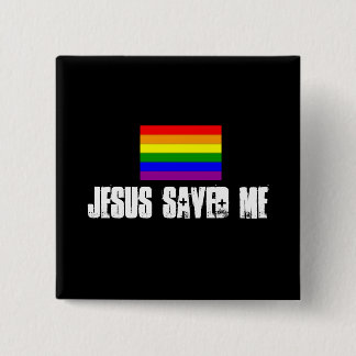 kleine Regenbogenflagge, Jesus rettete mich Button
