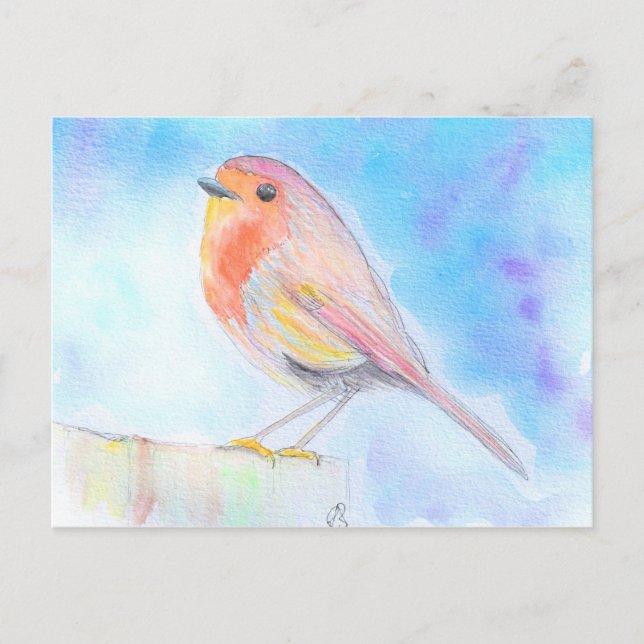 Kleine Robin-Aquarellmalerei Postkarte (Vorderseite)