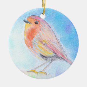 Kleine Robin Watercolor-Malerei Keramik Ornament