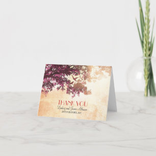 Kleine romantische Dankeskartemit rosa Baum Dankeskarte
