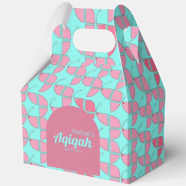KLEINE, rosa Aquamarines Muster, Aqiqah Babydusche Geschenkschachtel (Vorderseite)
