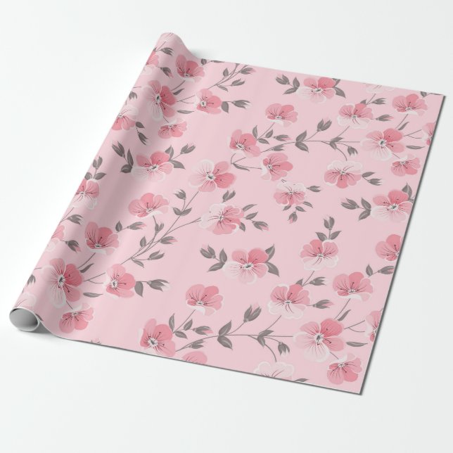 Kleine rosa Blume Geschenkpapier (Ungerollt)
