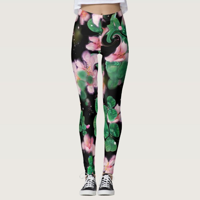 kleine rosa Blume Leggings (Vorderseite)