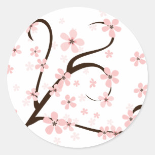 Kleine rosa Blüten Runder Aufkleber