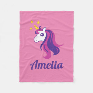 Kleine, rosa Einicorn-Vlies-Decke für Mädchen Fleecedecke
