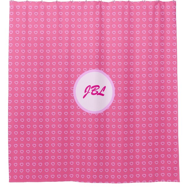 Kleine rosa Herzen Duschvorhang (Vorderseite)