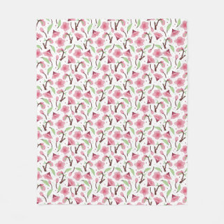 Kleine rosa Kirschblüten-Blumenmuster Fleecedecke