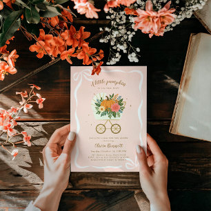 Kleine rosa Kürbiskinder-Babyparty Einladung