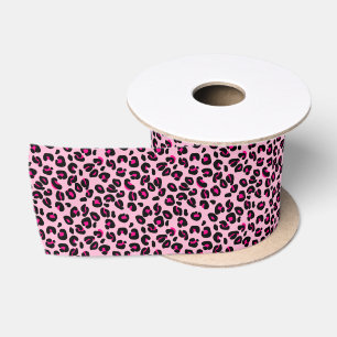 Kleine rosa Leopardenflecken im Tierdruckmuster Satinband