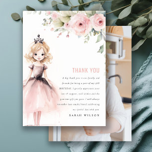 Kleine rosa Prinzessin Rose Blumen Geburtstagsfoto Dankeskarte