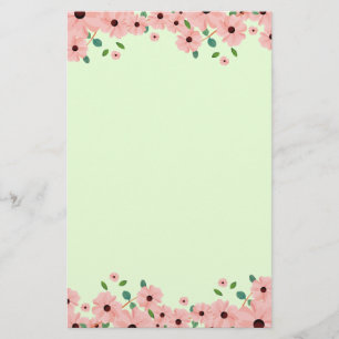 Kleine rosa Sommer-Blumen-Grenzen Briefpapier