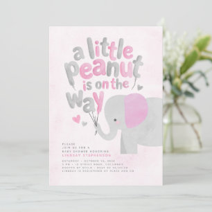 Kleine rosa und graue Elefanten-Baby-Party für ein Einladung