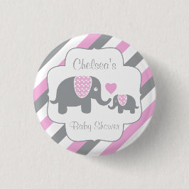 Kleine, rosa und graue Streifen Elefanten Babydusc Button