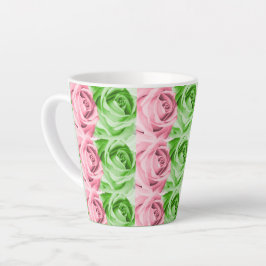 Kleine rosa und grüne Rose Latte Tasse