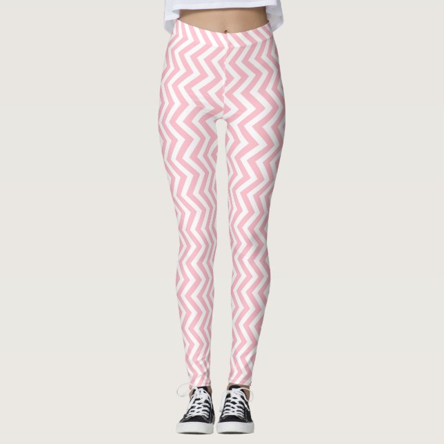 Kleine, rosa und weiße Größe, vertikal Zickzack Leggings (Vorderseite)